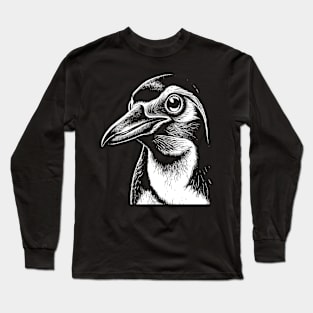 Penguin head art in linear style Long Sleeve T-Shirt